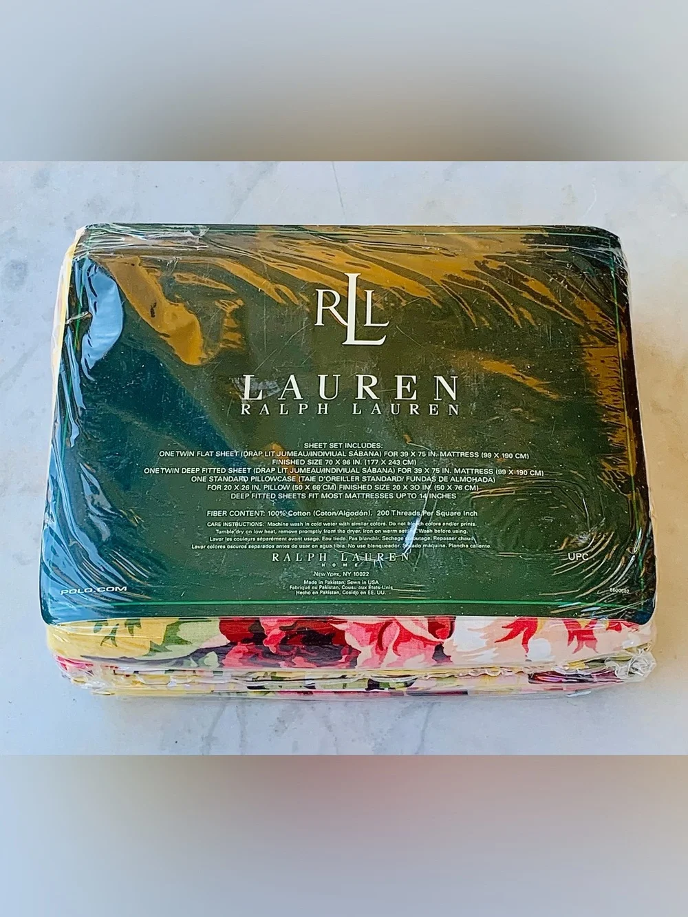 RALPH LAUREN BROOKE YELLOW FLORAL TWIN SET NWT VINTAGE